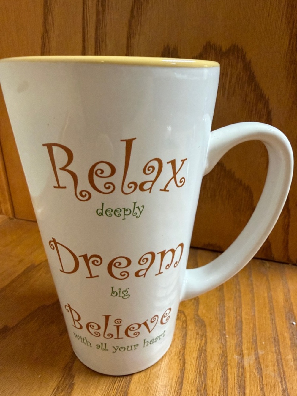 Inspirational White Ceramic Mug with Yellow Rim Teacher Appreciation Day